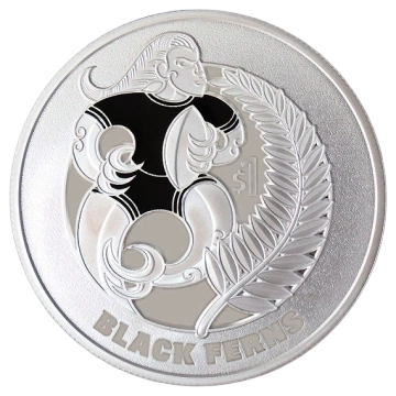 Black Ferns kolorowany 1 uncja Srebra 2022 Proof