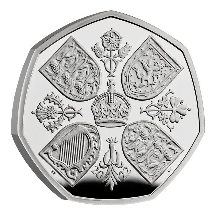Her Majesty Queen Elizabeth II 50p Platyna 2022 Proof