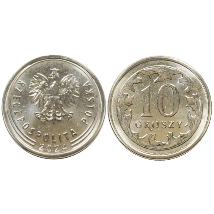 Narodowy Bank Polski: 10 groszy Worek Menniczy (100 sztuk) z 2024 UNC