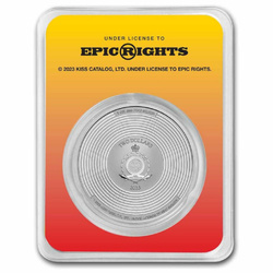 Niue: KISS 50th Anniversary kolorowany 1 uncja Srebra 2023 Slab 