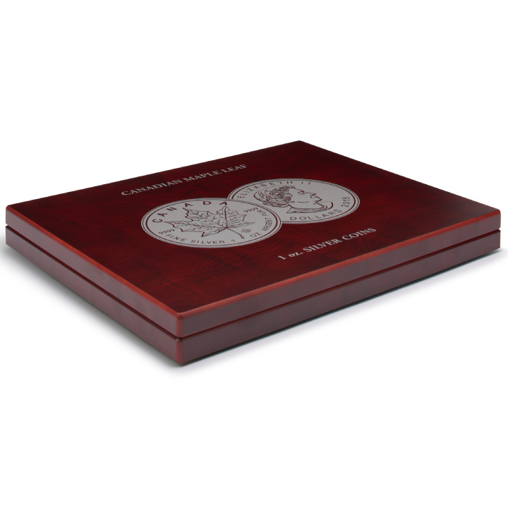 Leuchtturm - Mahoniowa Kaseta Volterra Uno Liść Klonowy 20 x 1 uncja Srebra