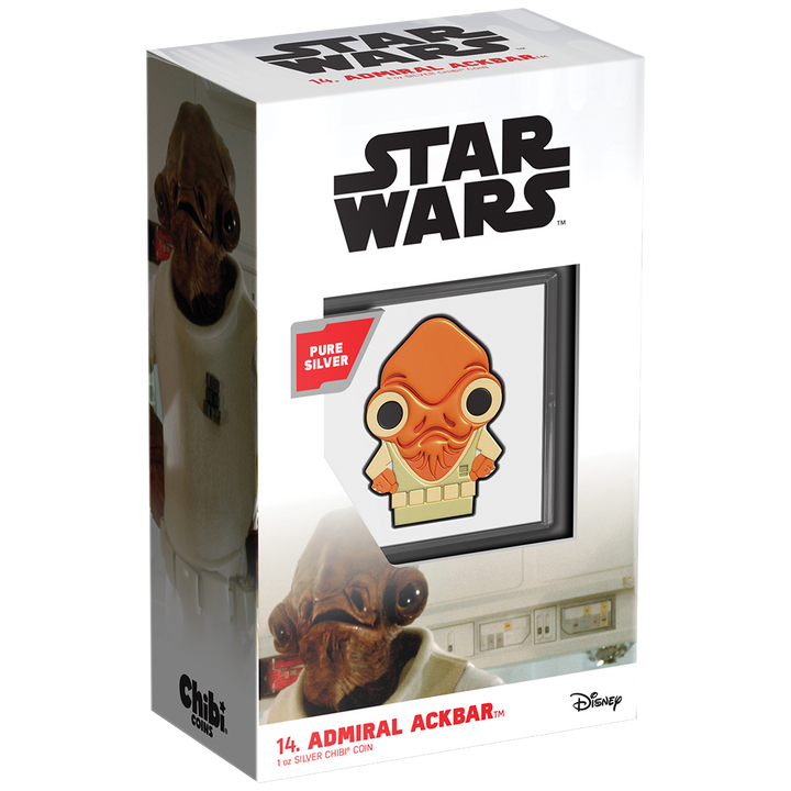 Niue: Star Wars - Admiral Ackbar Chibi Coin kolorowany 1 uncja Srebra 2022 Proof