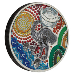 Emu Utingat kolorowany 2 uncje Srebra 2025 Antiqued Coin