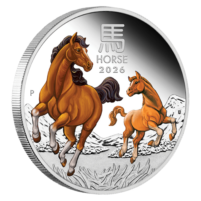 Perth Mint: Lunar III - Rok Konia kolorowany 1 uncja Srebra 2026 Proof
