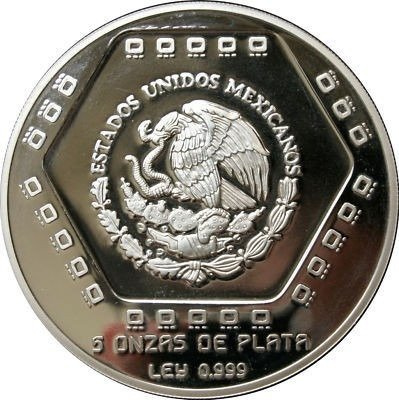 Seria Prekolumbijska: Piramida Kukulkana 5 uncji Srebra 1994 PROOF