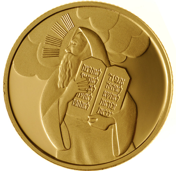 Moses and the Ten Commandments 10 NIS Złoto 2005 Proof 