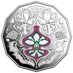 Christmas Decoration - Festive Floral kolorowany 50c Srebro 2025 Proof 