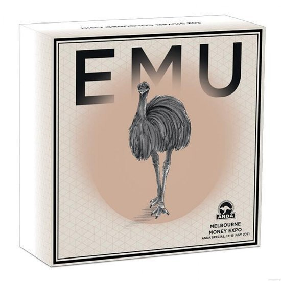 Australijski Emu kolorowany 1 uncja Srebra 2021