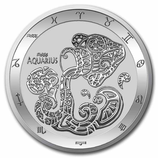 Tokelau: Zodiac Series - Wodnik 1 uncja Srebra 2021