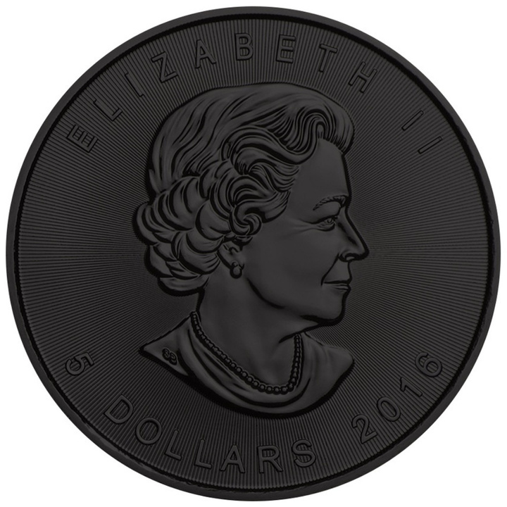 Kanadyjski Liść Klonowy Ice Skull kolorowany 1 uncja Srebra 2017 Black Ruthenium