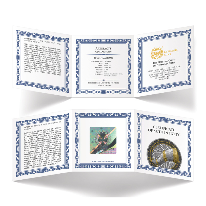 Artefacts: Gjallarhorn pozłacany 2 uncje Srebra 2024 Ultra High Relief