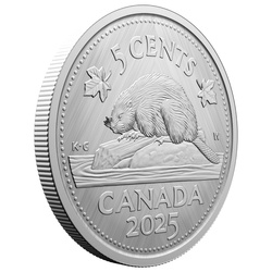 Canada: Tribute - W Mint Mark "Beaver" 5-cent Srebro 2025 Specimen