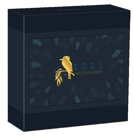 Kookaburra 2 uncje Złota 2021 Proof High Relief