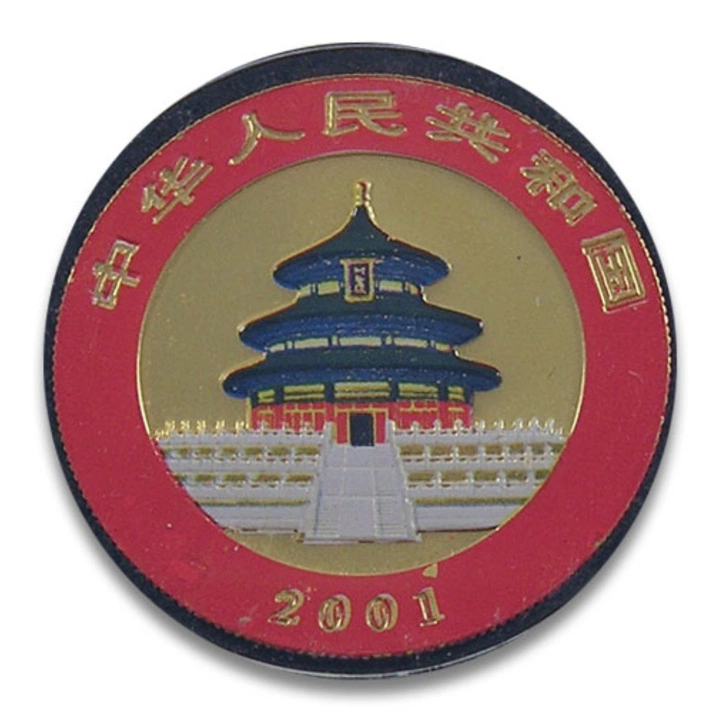 Chińska Panda - Zestaw 5 Złotych Monet 2001 Kolorowany