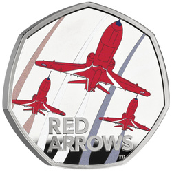 The Red Arrows kolorowany 50p Srebro 2025 Proof