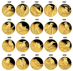 Kookaburra 20th zestaw 20x 1/20 uncji złota 2009