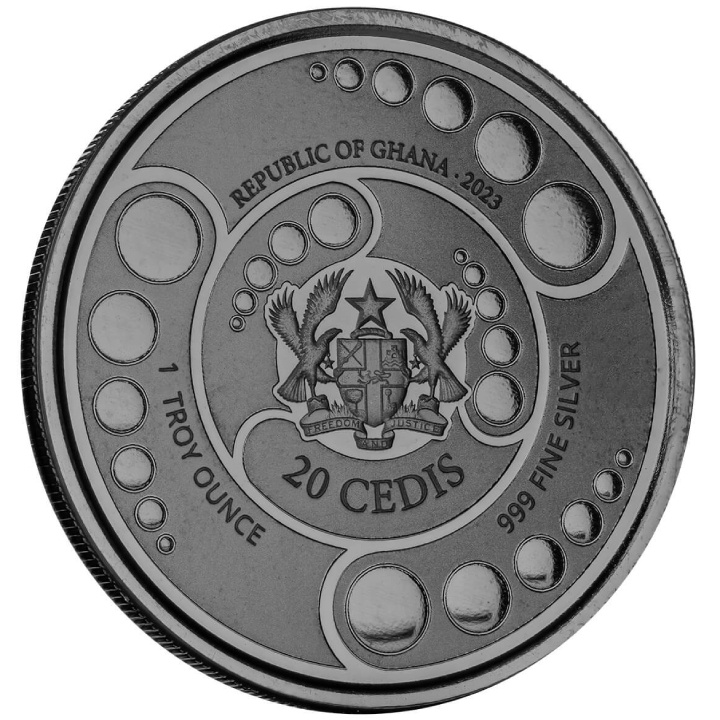 Ghana: Alien kolorowany 1 uncja Srebra 2023 Black Rhodium Proof