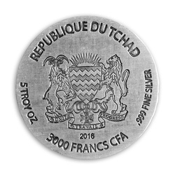 Czad: ERS King Tut 5 uncji Srebra 2016 Antiqued Coin