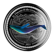 St. Vincent & The Grenadines - Humpback Whale kolorowany 1 uncja Srebra 2021 Proof