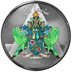 St. Lucia - Coat of Arms kolorowany 1 uncja Srebra 2023 Proof