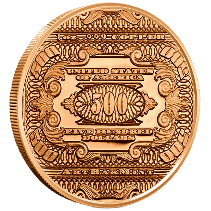 $500 Banknote 1 uncja Miedzi