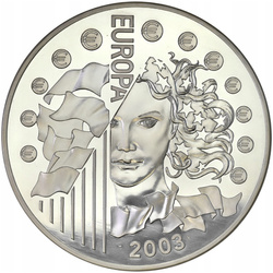 Francja: Europa - 1 rocznica "Euro" 1000 gramów Srebra 2003 Proof