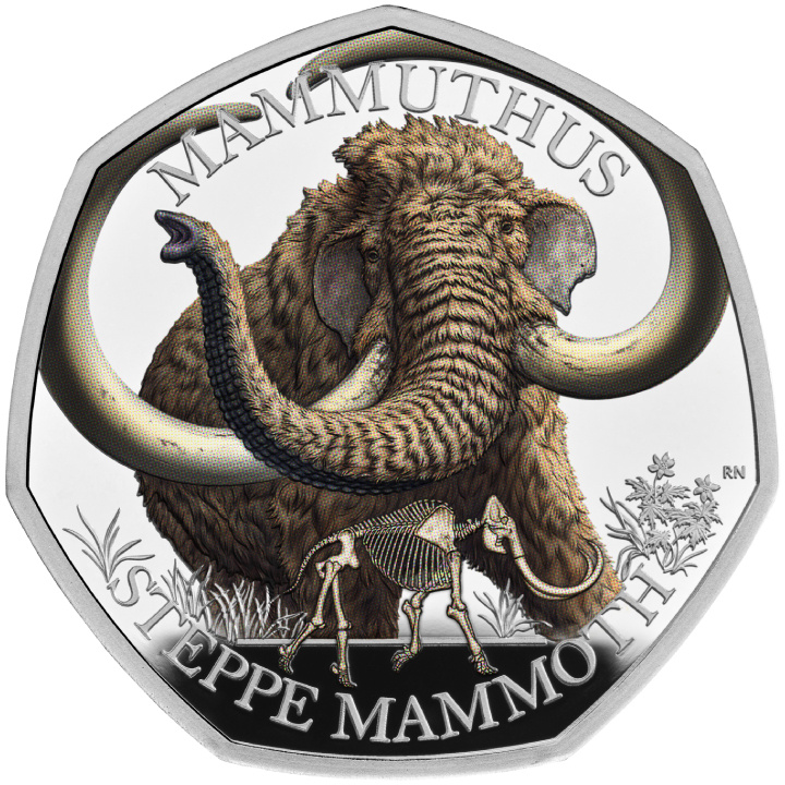 Tales of the Earth - Steppe Mammoth kolorowany 50p Srebro 2024 Proof