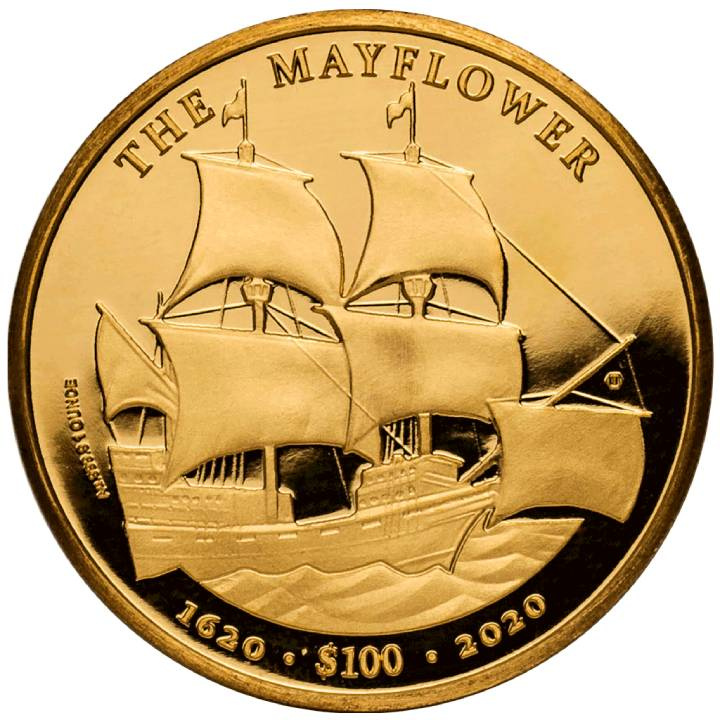 British Virgin Islands:The Mayflower - 400. rocznica 1 uncja Złota 2020 Prooflike