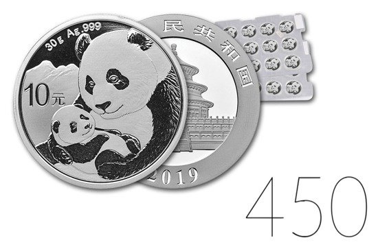 Chińska Panda 30 gramów Srebra 2019 PAKIET 450 SZTUK