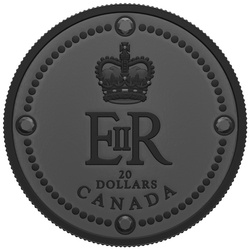 Canada: Queen Elizabeth II's Royal Cypher $20 Srebro 2022 Black Rhodium Matte Proof