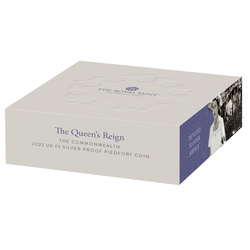 The Queens Reign - Commonwealth Srebro £5 2022 Proof Piedfort 