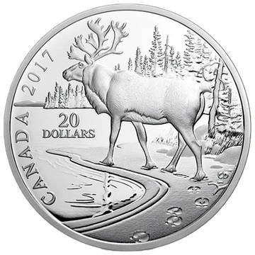 Nature's Impressions: Woodland Caribou 1 uncja Srebra 2017 Proof