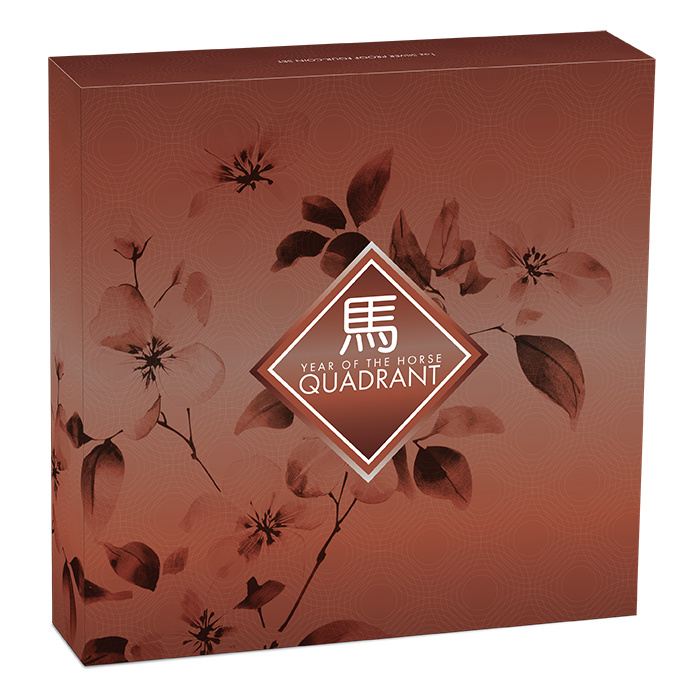 Zestaw 4 monet Tuvalu: Rok Konia Quadrant kolorowany 4 x 1 uncja Srebra 2026 Proof