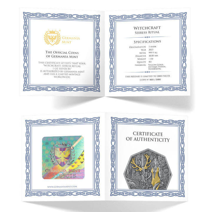 Witchcraft - Seeress Ritual pozłacana 1 uncja Srebra 2023 Antiqued Coin