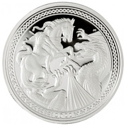 Ascension Island: Modern Masters - Jody Clark Św. Jerzy i Smok 2 uncje Srebra 2022 Proof