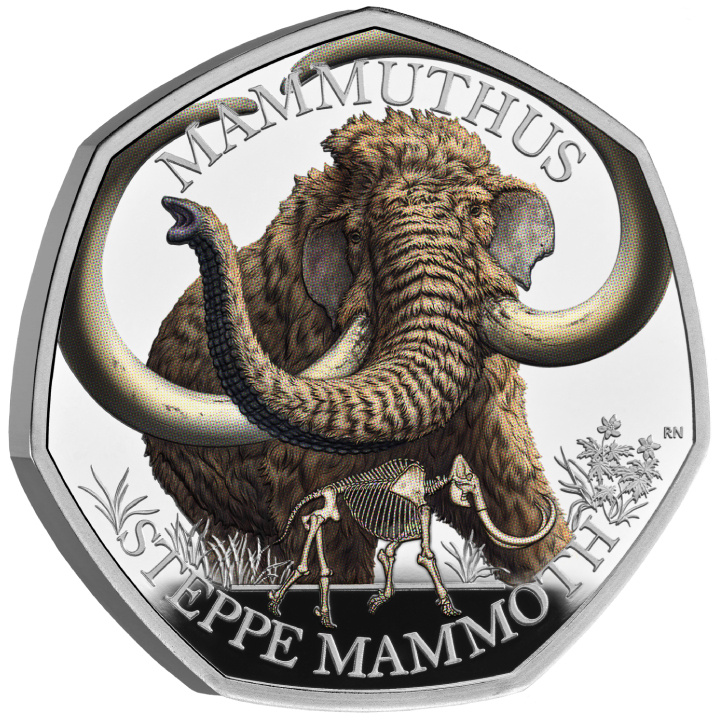 Tales of the Earth - Steppe Mammoth kolorowany 50p Srebro 2024 Proof