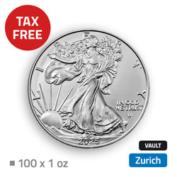 Amerykański Orzeł 100 uncji Srebra - przechowywane w bezcłowym magazynie w Zurichu (Brink's)