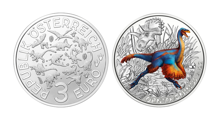 Ornithomimus Velox kolorowany 3 Euro Miedź 2022