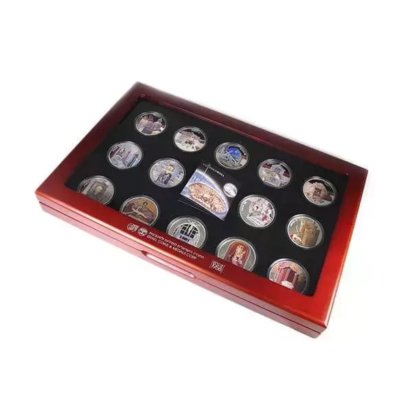 Zestaw 14 monet: Via Dolorosa kolorowany 14 x 1 uncja Srebra 2016 Prooflike