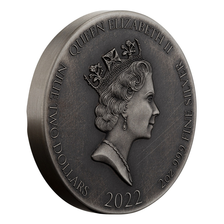 Niue: Biblical - The Dead Christ 2 uncje Srebra 2022 Proof Antiqued Coin