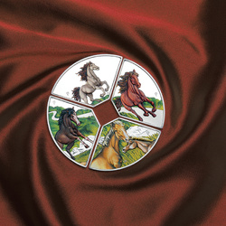 Zestaw 4 monet Tuvalu: Rok Konia Quadrant kolorowany 4 x 1 uncja Srebra 2026 Proof