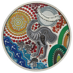 Emu Utingat kolorowany 2 uncje Srebra 2025 Antiqued Coin