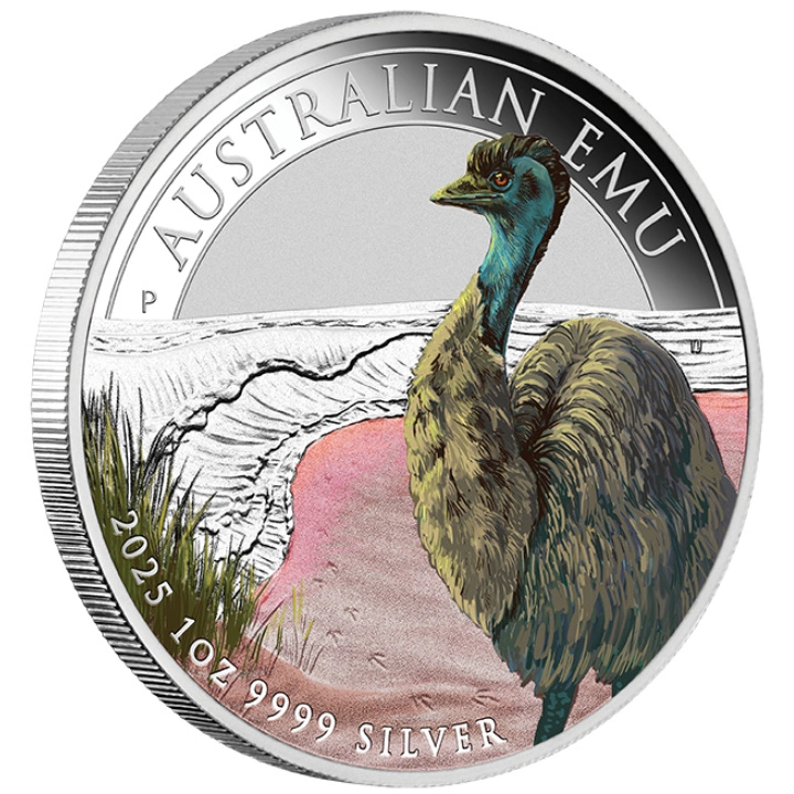 Australijski Emu kolorowany 1 uncja Srebra 2025