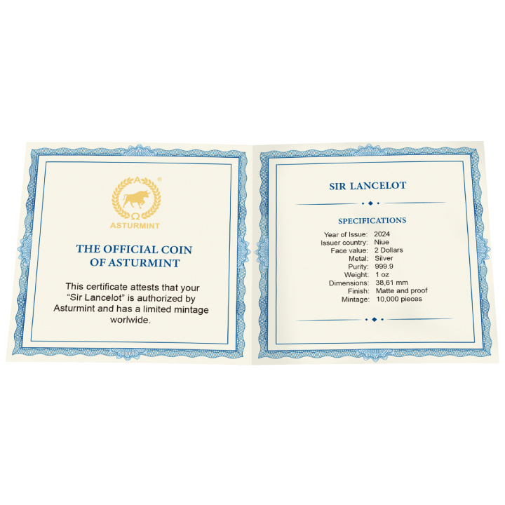 Niue: Camelot - Sir Lancelot 1 uncja Srebra 2024 Matte