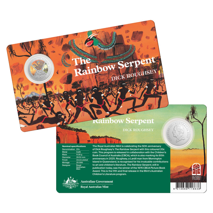 RAM: 50th Anniversary of The Rainbow Serpent kolorowany Miedzionikiel 2025 (moneta w karcie)