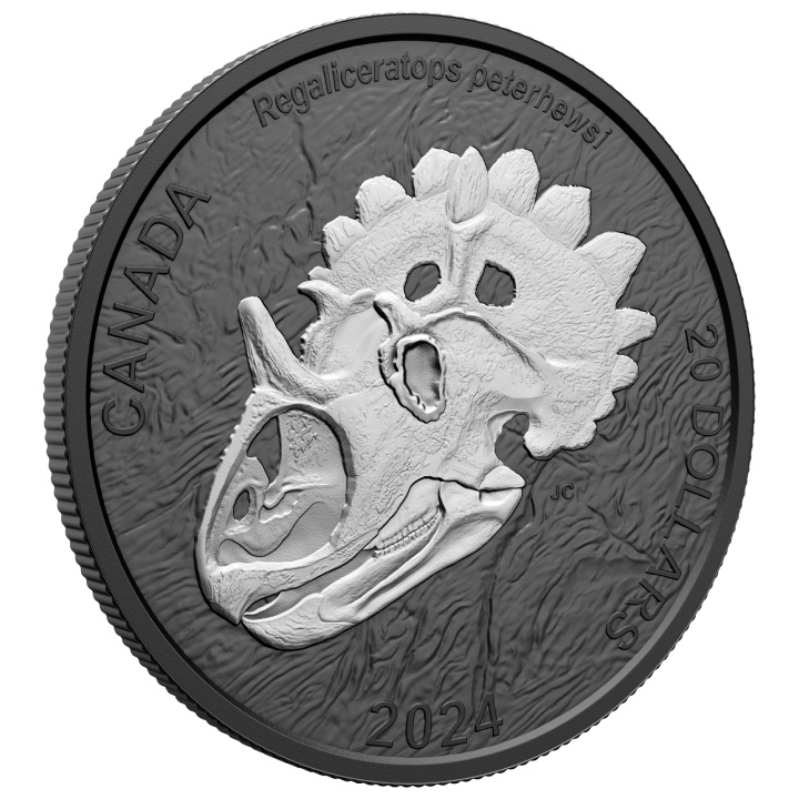 Canada: Discovering Dinosaurs - Royal Horned Face 1 uncja Srebra 2024 Matte Proof