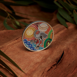 Emu Utingat kolorowany 2 uncje Srebra 2025 Antiqued Coin