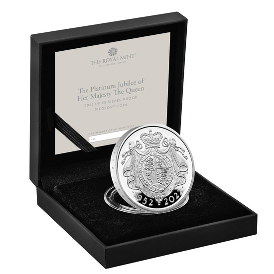 The Platinum Jubilee of Her Majesty The Queen £5 Srebro 2022 Proof Piedfort Coin