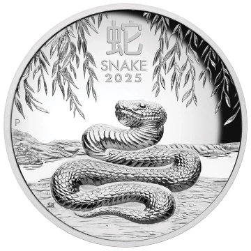 Perth Mint: Lunar III - Rok Węża 5 uncji Srebra 2025 Proof High Relief