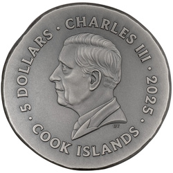 Cook Islands: Leon 1 uncja Srebra 2025 Antiqued Coin